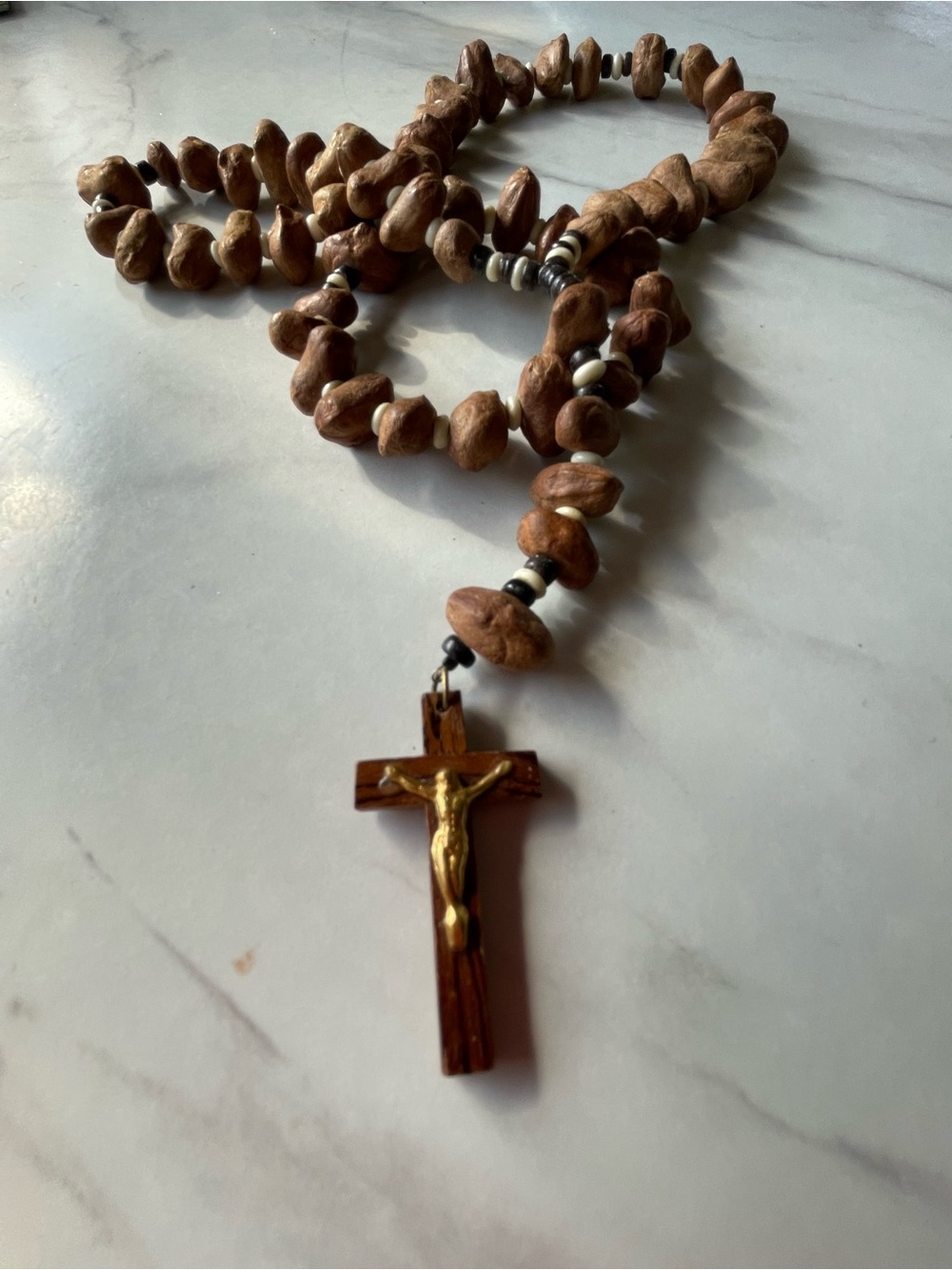 Vintage Holy Land Olive Wood Rosary Beads